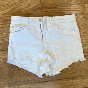 Zara white frayed shorts jean material
